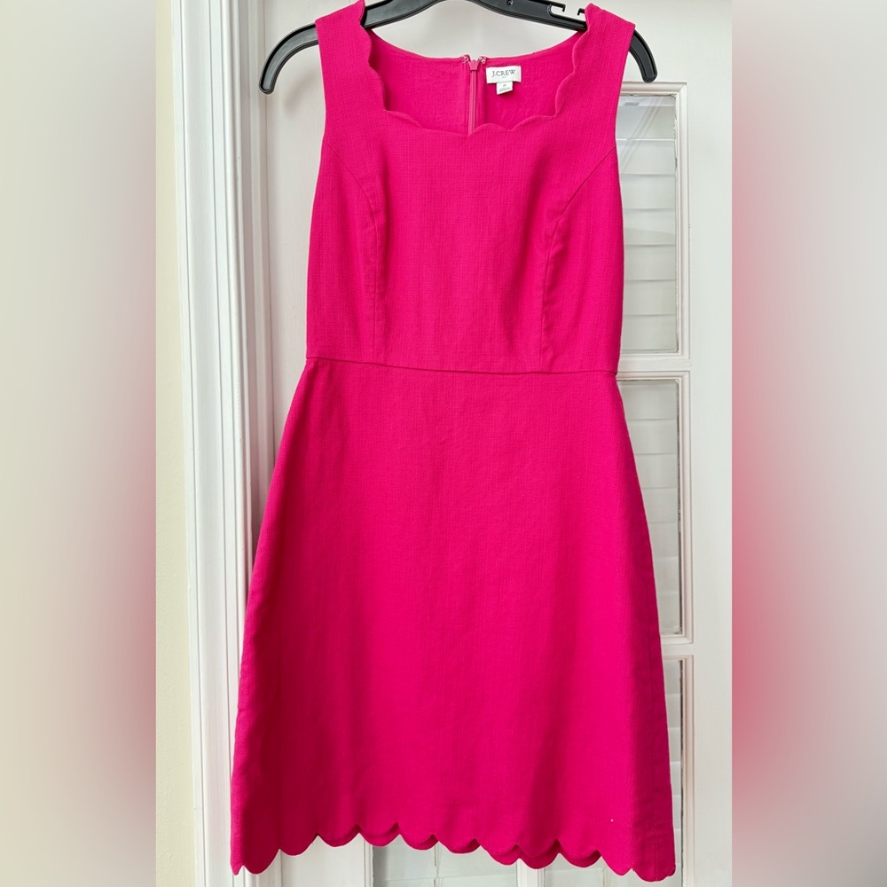 J. Crew Fuchsia Scallop Hem Tailored Dress-Sz 2
